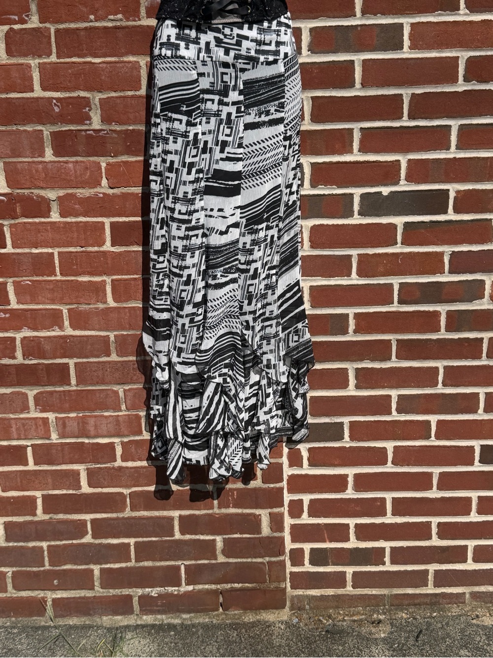 Chicos Black & White Patterned Maxi Skirt